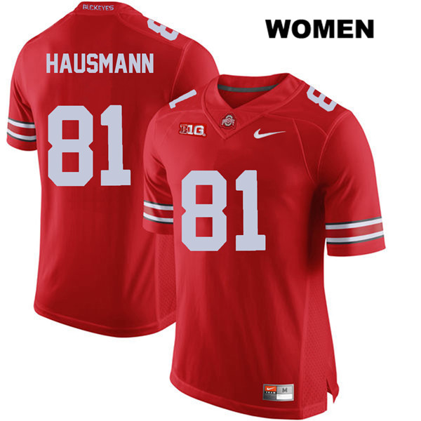 Ohio State Buckeyes Women's Jake Hausmann #81 Red Authentic Nike College NCAA Stitched Football Jersey KA19F02XH